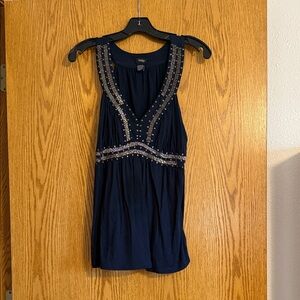 Vanity Midnight Blue Sleeveless Blouse